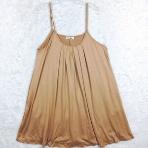 Doublju Womens Dress Shift Beige Pleated‎ Pockets Knee Length Plus 1X New